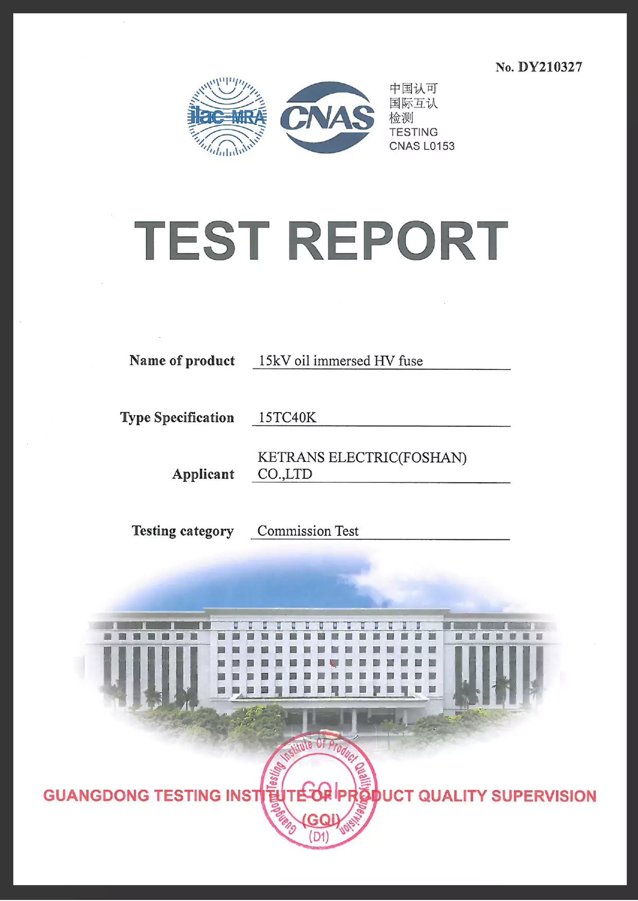 Les rapports de test de laboratoire indépendants pour Fusible Link